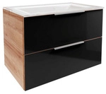 FACKELMANN Badm&ouml;bel-Set &raquo;B.Brillant&laquo;, Waschplatz 80 cm, Asteiche-Glas, Anthrazit,