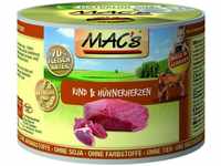 MAC'S Katzen-Nassfutter, Rind/Geflügelherz, 6 x 200 g