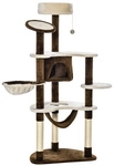 PawHut Kratzbaum, 65 cm, creme/kaffeefarben - bunt