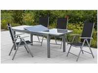 MERXX Gartenmöbelset »Amalfi«, 4 Sitzplätze, Aluminium/Textil - silberfarben