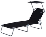 Outsunny Gartenliege, Metall, BxHxT: 187 x 36 x 58 cm - schwarz