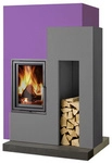 HAAS & SOHN Kaminbausatz &raquo;Ascim&laquo;, grau/lila, 7 kW, Zeitbrand geeignet - schwarz
