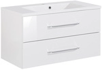 FACKELMANN Badm&ouml;bel-Set &raquo;B.clever&laquo;, Weiss Hochglanz, BxHxT: 90x50,8x46 cm