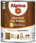 ALPINA Klarlack, f&uuml;r innen, 0,75 l, farblos, seidenmatt - transparent
