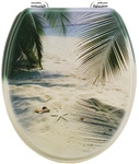 CORNAT WC-Sitz &raquo;PALMEN AM STRAND&laquo;, MDF, D-Form - bunt