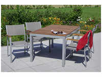 MERXX Gartenmöbelset »Naxos«, 4 Sitzplätze, Aluminium/Akazienholz/Textil -