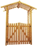 PROMADINO Rosenbogen mit T&uuml;r, B x H: 167 x 219 cm, Kiefernholz, honigbraun