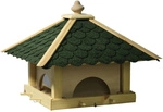 DOBAR Futterhaus, f&uuml;r Wildv&ouml;gel, Kiefernholz/Kunststoff/Bitumen, natur/gr&uuml;n -