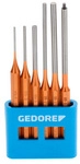 GEDORE Splintentreiber, lange Form, 6-teilig im PVC-Halter - goldfarben