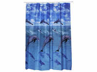 KLEINE WOLKE Duschvorhang »Dolphin«, BxH: 180 x 200 cm, Tiere, weiß/blau - bunt