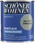 SCH&Ouml;NER WOHNEN FARBE Buntlack, silbergrau , hochgl&auml;nzend