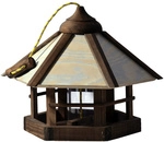 DOBAR Vogelfutterhaus, f&uuml;r Wildv&ouml;gel, Kiefernholz/Kunststoff, braun