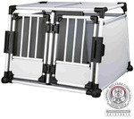 TRIXIE Transportbox, 95 x 69 x 88 cm, Doppelbox, hellgrau/silber
