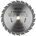WOLFCRAFT Kreiss&auml;geblatt &raquo;Gr&uuml;n&laquo;, &Oslash;: 184 mm, 22 Z&auml;hne, Hartmetall - silberfarben