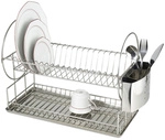 WENKO Geschirrabtropfer Exclusiv Duo Teller- und Tassenablage, Besteckkorb,