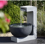 DOBAR Gartenbrunnen, mit runder Schale, BxHxL: 44 x 65 x 52 cm, Polyresin - grau