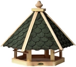 DOBAR Vogelfutterhaus, f&uuml;r Wildv&ouml;gel, Kiefernholz/Bitumen, natur/gr&uuml;n - gruen