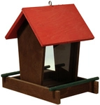 DOBAR Vogelfutterspender, Holz/Acrylglas, braun/rot/gr&uuml;n