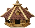 DOBAR Vogelfutterhaus, f&uuml;r Wildv&ouml;gel, Kiefernholz/Bitumen, rot/braun/dunkelbraun