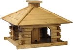 DOBAR Rustikales Vogelhaus mit Holzdach - braun