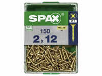 SPAX Universalschraube, PZ1, Stahl, 150 Stück, 2 x 12 mm - goldfarben