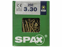 SPAX Universalschraube, PZ1, Stahl, 250 Stück, 3 x 30 mm - goldfarben
