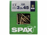 SPAX Universalschraube, PZ2, Stahl, 100 Stück, 3.5 x 45 mm - goldfarben