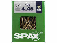 SPAX Universalschraube, PZ2, Stahl, 100 Stück, 4 x 45 mm - goldfarben