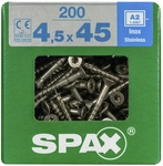 SPAX Edelstahlschraube, T-STAR plus, 200 Stk., 4,5 x 45 mm - silberfarben