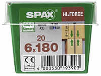 SPAX Holzbauschraube, 6 mm, Stahl, 20 Stk., HI.FORCE 6X180 M - silberfarben