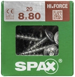 SPAX Holzbauschraube, 8 mm, Stahl, 20 Stk., HI.FORCE 8x80 XXL - silberfarben