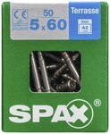 SPAX Terrassenschraube, T-STAR plus, 50 Stk., 5 x 60 mm - silberfarben