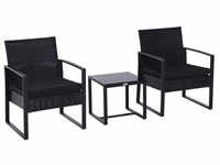 Outsunny Gartenmöbelset, 2 Sitzplätze, PE-Gewebe/Stahl/Polyester/gehärtetes Glas -