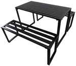 Outsunny Sitzgruppe, Metall, 3-teilig - schwarz