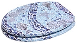 Sanilo WC-Sitz &raquo;Mosaic World&laquo;, LxBxH: 48 x 37,7 x 5,5cm, Holz - blau