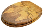 Sanilo WC-Sitz, BxL: 37,7 x 47 cm, World Map - braun