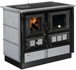 JUSTUS Festbrennstoffherd &raquo;Rustico-90 2.0&laquo;, schwarz/grau, Speckstein, 7 kW