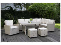 BELLAVISTA Dining-Lounge 6 Sitzplätze, Polyrattan/Stahl/Kunststoffmaterial mit