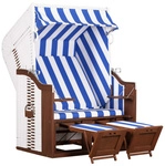 DEVRIES Strandkorb, BxHxT: 124 x 159 x 87 cm, Halblieger, wei&szlig;-braun - weiss
