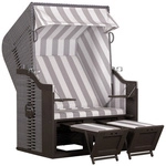 DEVRIES Strandkorb, BxHxT: 124 x 159 x 87 cm, Halblieger, grau-braun
