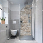mySPOTTI Duschr&uuml;ckwand-Panel, fresh, Steinoptik, 210x100 cm - beige
