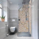 mySPOTTI Duschr&uuml;ckwand-Panel, fresh, Steinoptik, 210x100 cm - beige