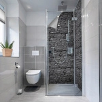 mySPOTTI Duschr&uuml;ckwand-Panel, fresh, Steinoptik, 210x100 cm - grau