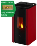 PEGASO Pelletofen &raquo;Vera 7&laquo;, bordeauxrot, Stahl, 7 kW