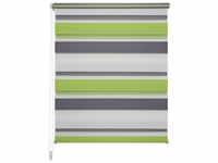 LIEDECO Doppelrollo »Mini Tricolor«, grau/weiß/grün, Polyester - gruen
