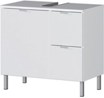Waschbeckenunterschrank BxHxT: 60 x 56 x 34 cm, wei&szlig;/wei&szlig; Hochglanz - weiss
