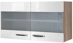 Flex-Well Glas-H&auml;ngeschrank &raquo;Valero&laquo;, Hochglanz Wei&szlig;/Sonoma Eiche, wei&szlig;,