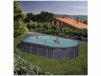 GRE Stahlwand-Pool Poolset , oval, BxLxH: 375 x 730 x 132 cm - grau