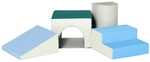 HOMCOM Kinder-Softplay-Set, hellgrau/blau/gr&uuml;n, Kunstleder/Schaumstoff - bunt