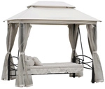 Outsunny Hollywoodschaukel, 3-Sitzer, beige, inkl. Auflagen